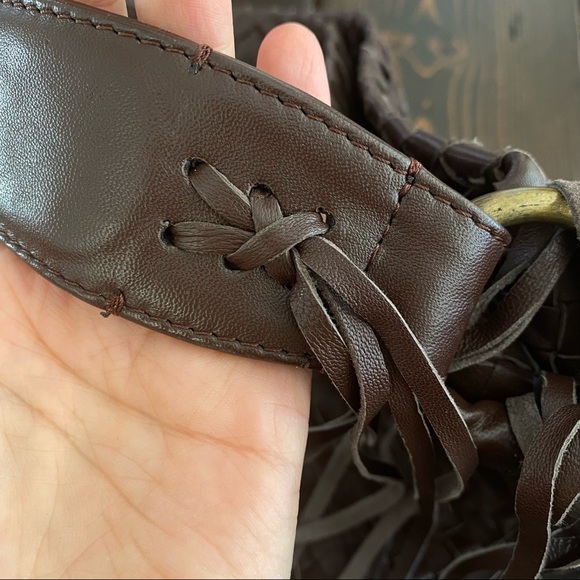 Helen Kaminski Woven Brown Leather Bag with Fringe - Picture 11 of 12